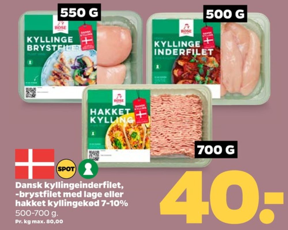 Rose, Hakket kylling 7-10%