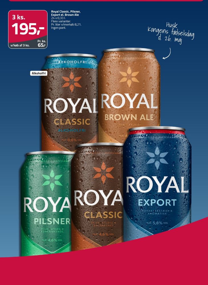 Royal 0,0 Classic, Øl - Alkoholfri 24 pk.