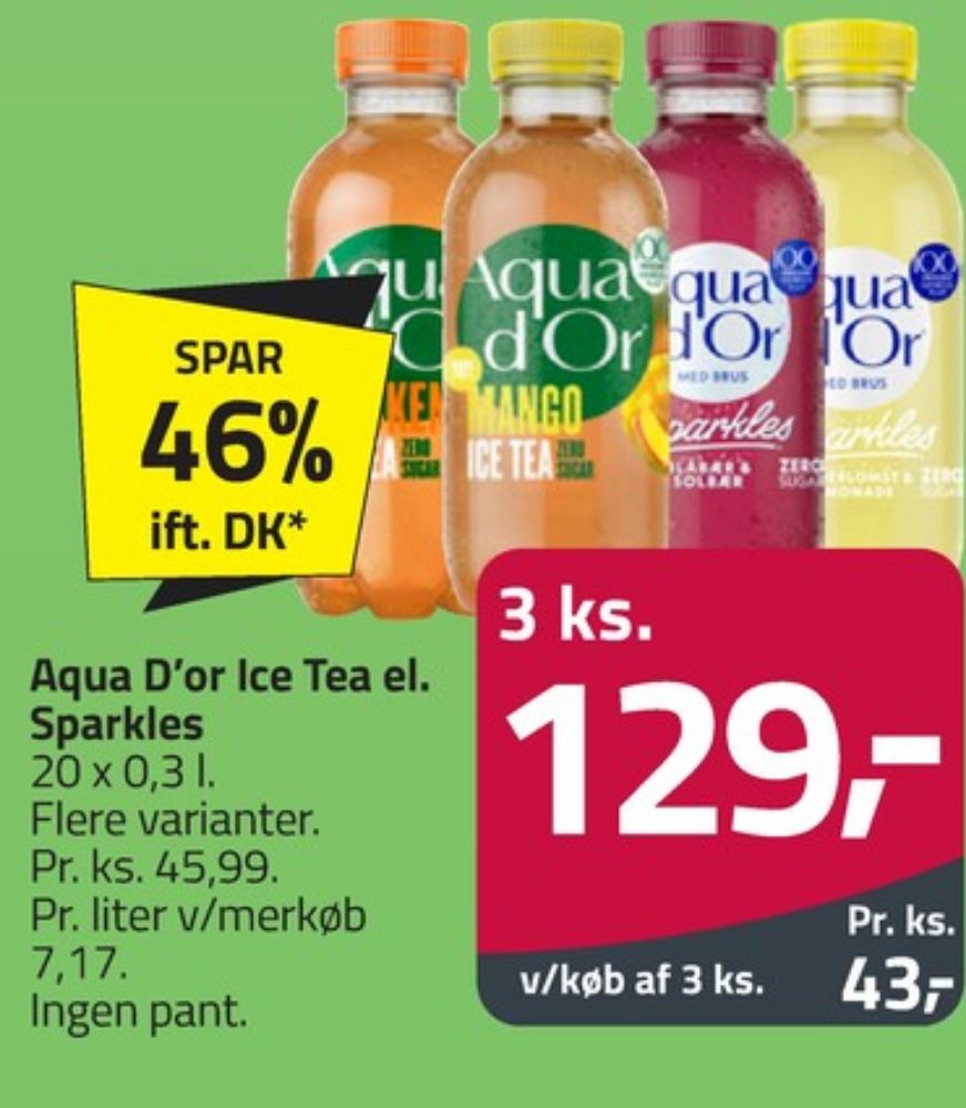 Aqua d'Or Lemon, Ice Tea Mango 20 pk.