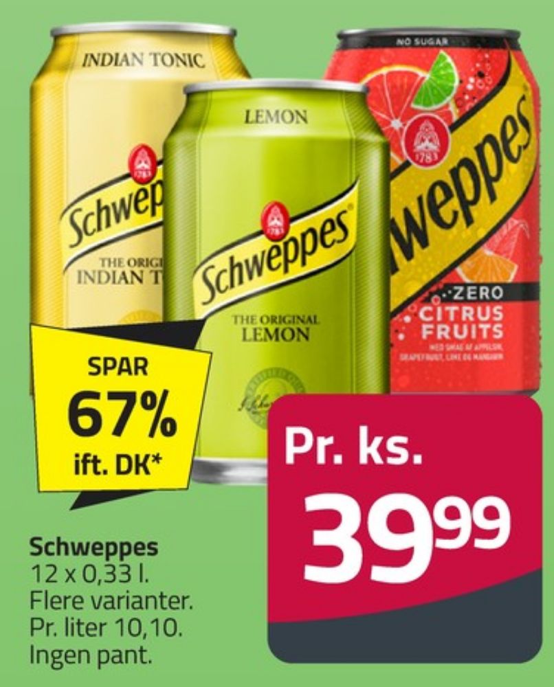 Schweppes Lemon, Lemonsodavand 12 pk.
