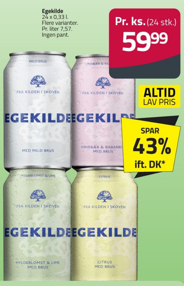Egekilde Hindbær & Rabarber, Mineralvand med brus 24 pk.
