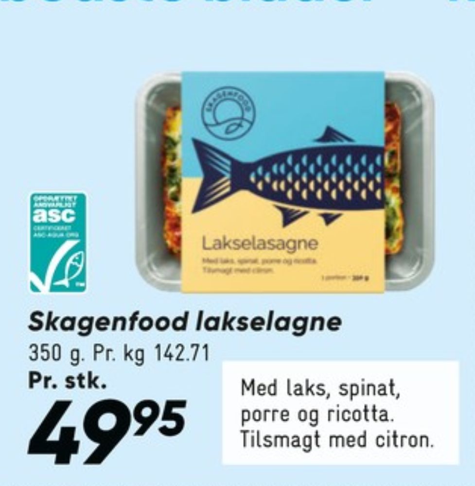 Skagenfood , Lakselasagne