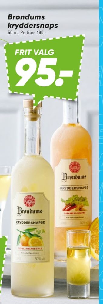 Brøndums  Kryddersnaps, Snaps Rabarber & Ingefær