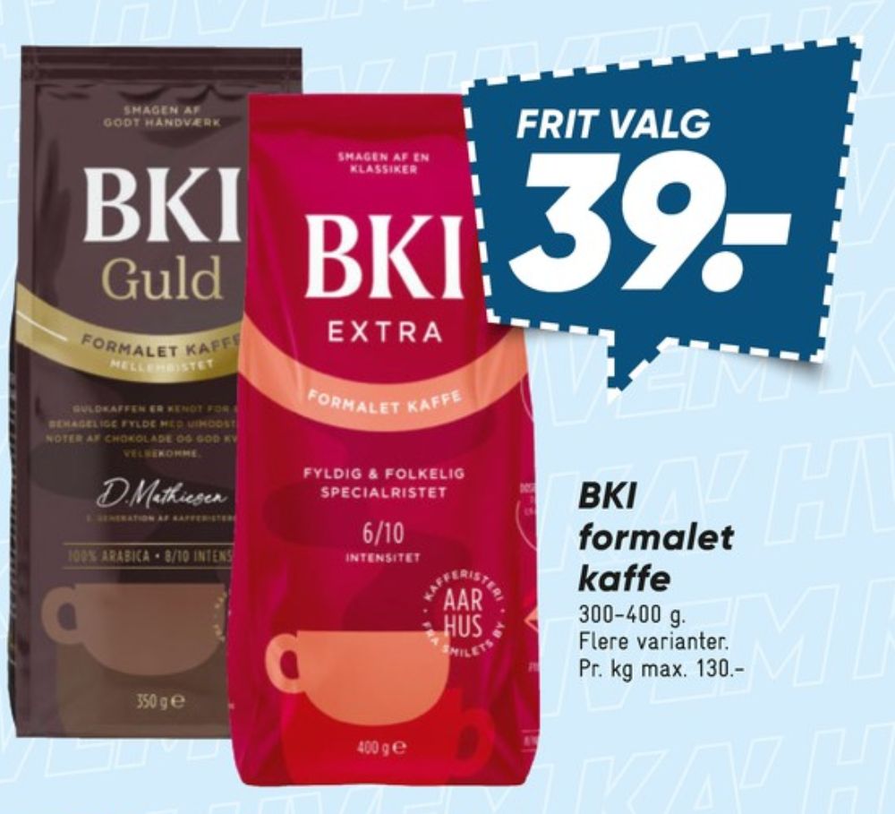 BKI Extra Specialristet, Kaffe Formalet