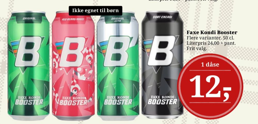 Faxe Kondi Booster Original Zero, Energidrik