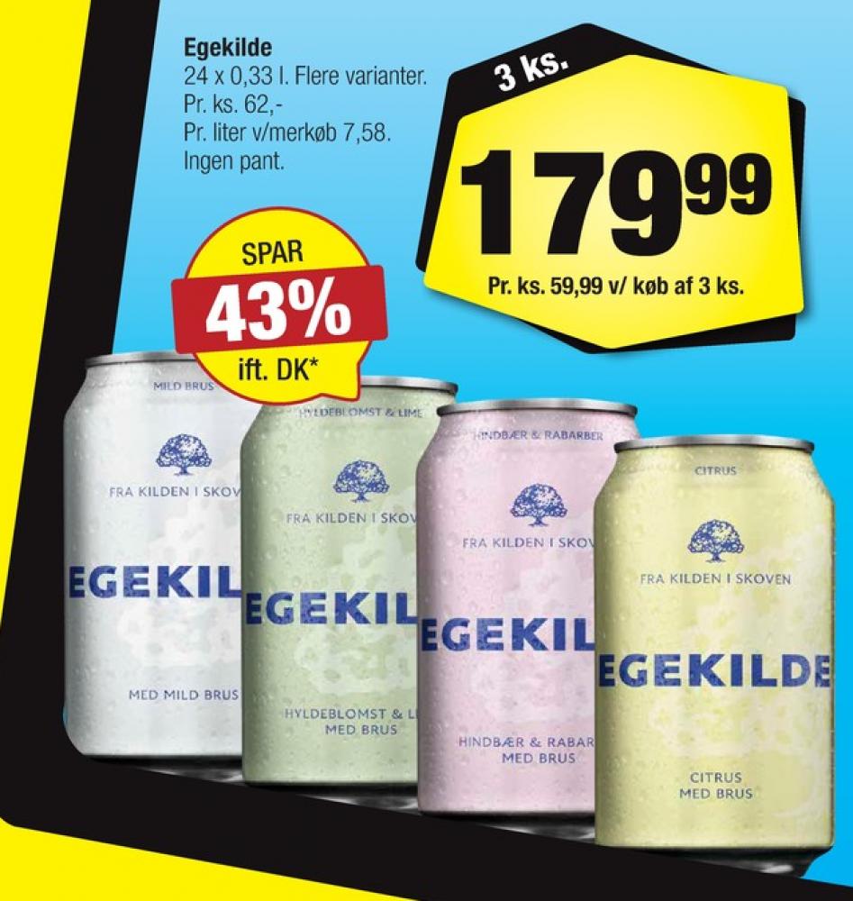 Egekilde Hindbær & Rabarber, Mineralvand med brus 24 pk.