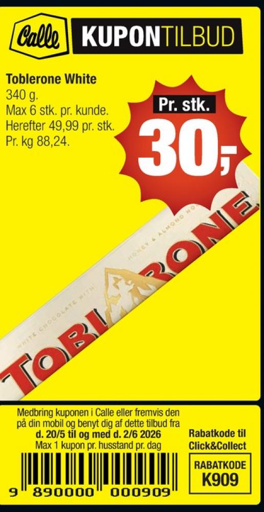 Toblerone, Chokolade White