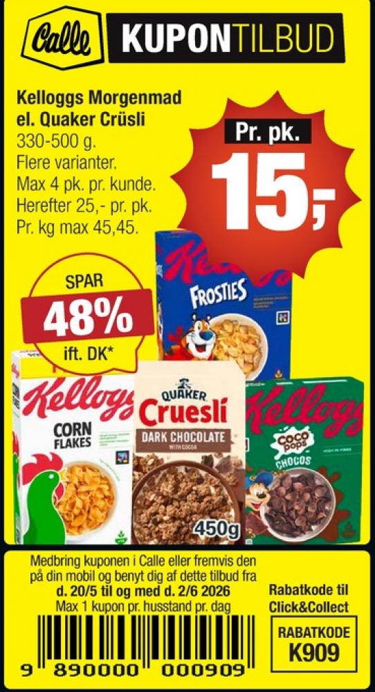 Kelloggs Coco Pops Chocos, Morgenmadsprodukt