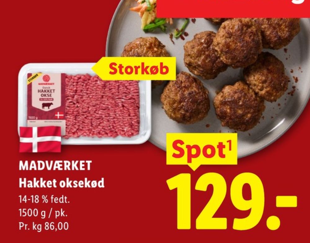 Madværket, Hakket oksekød 14-18%