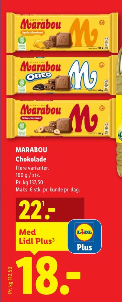 Marabou Oreo, Chokoladeplade 