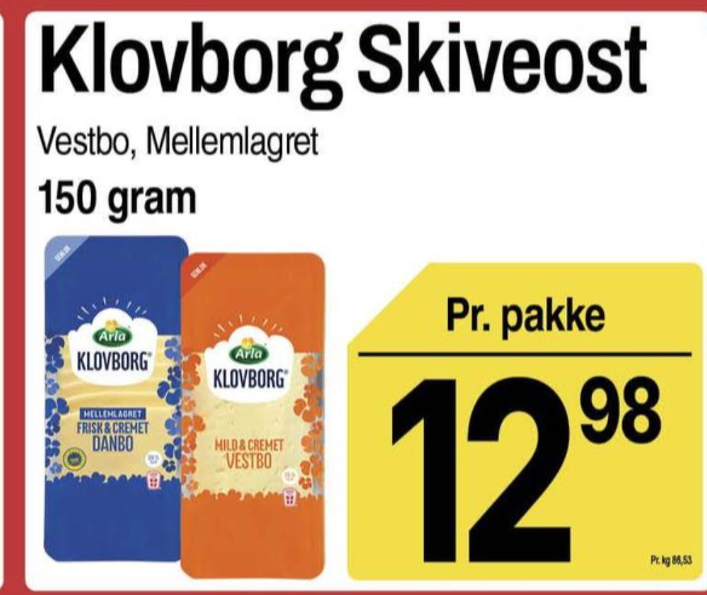 Klovborg, Skiveost Mild & Cremet Vestbo