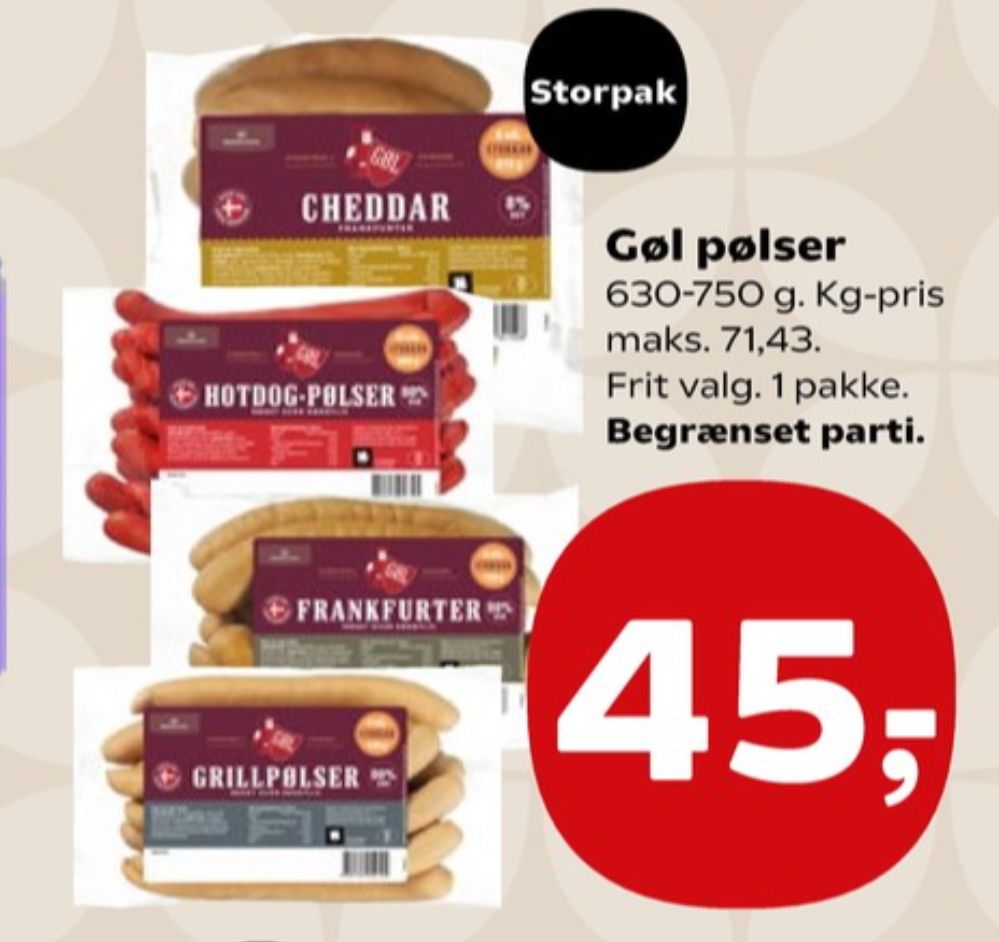 Gøl, Hotdogpølser