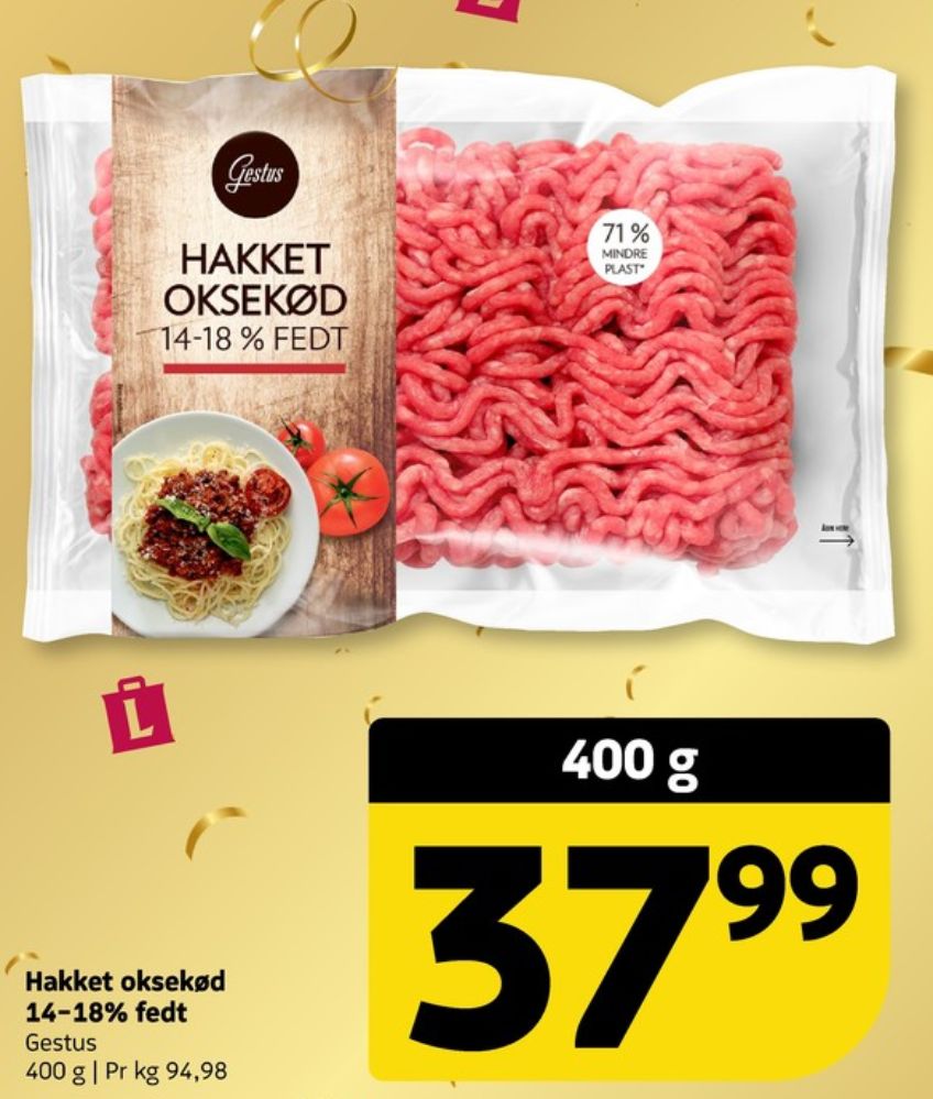 Gestus, Hakket oksekød 14-18%