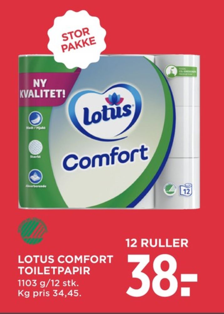 Lotus Comfort, Toiletpapir