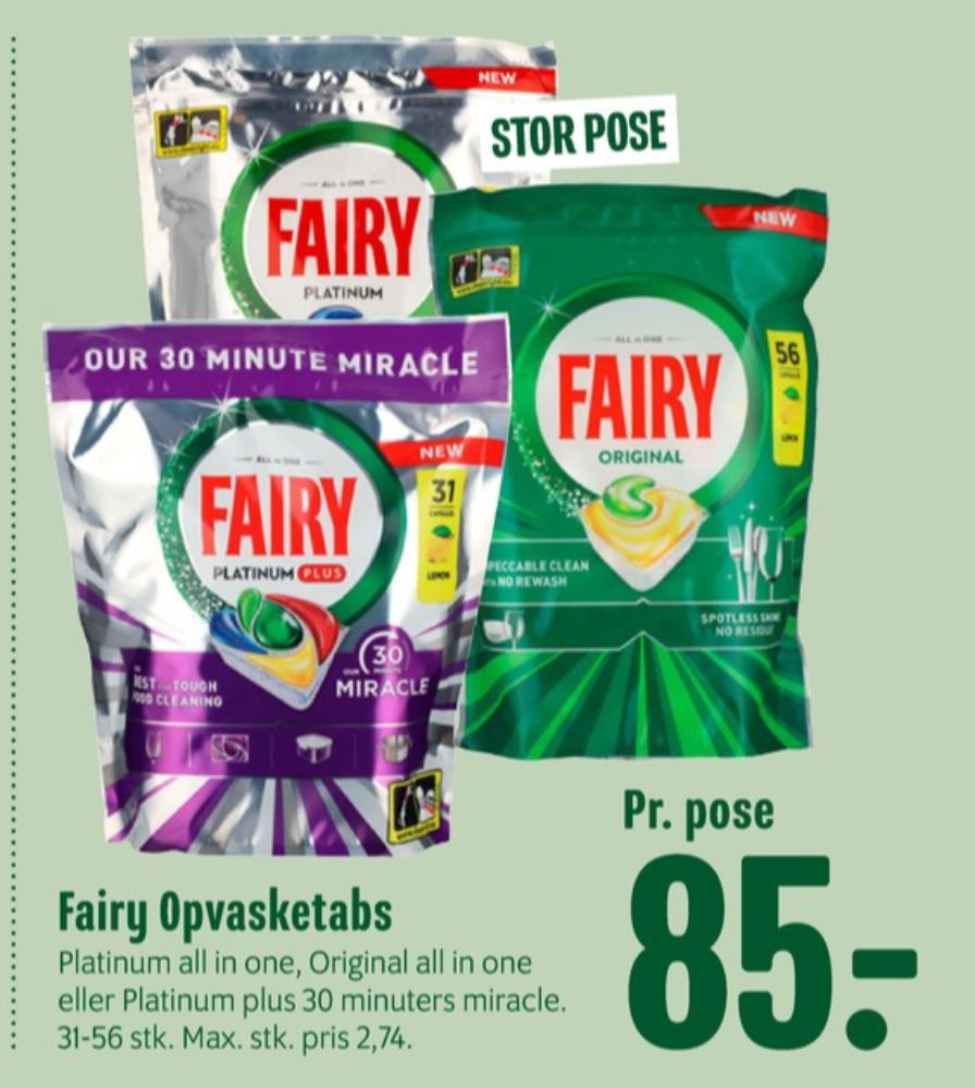 Fairy, Maskinopvask-tabs