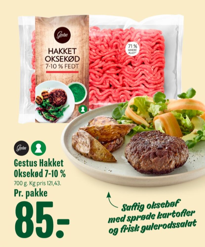 Gestus, Hakket oksekød 7-10%