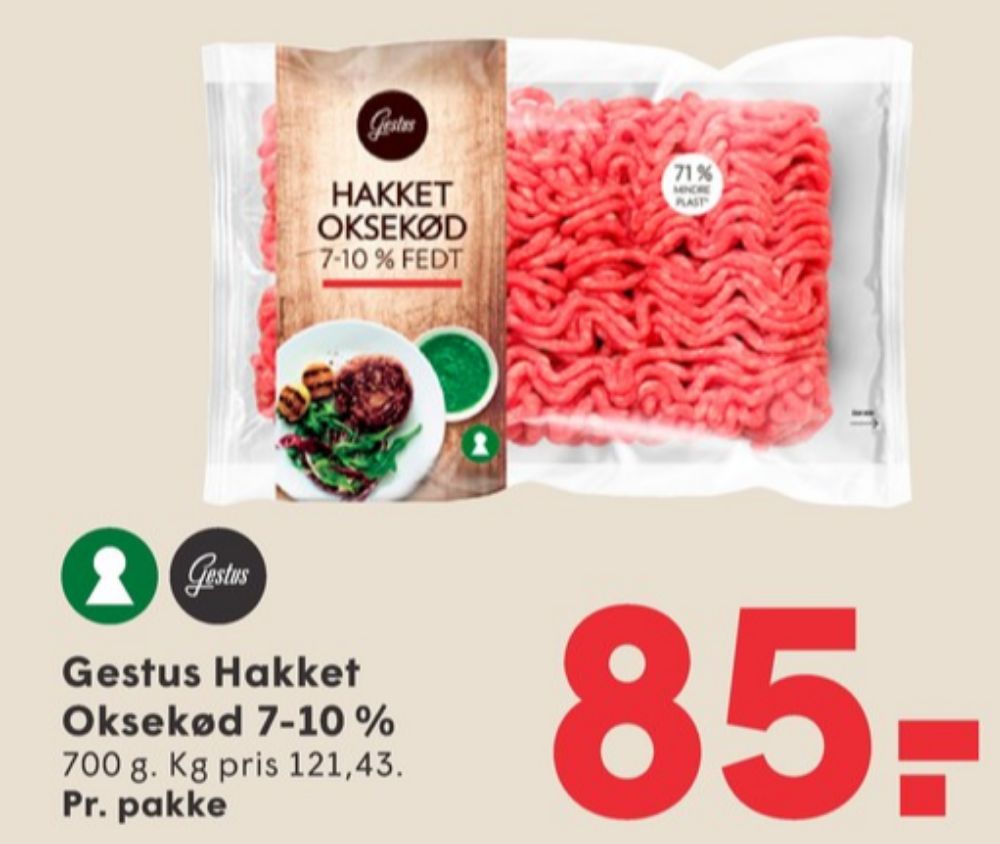 Gestus, Hakket oksekød 7-10%