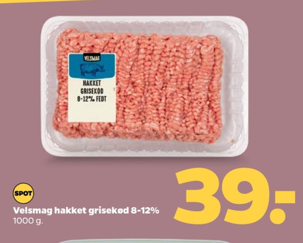 Velsmag, Hakket grisekød 8-12%