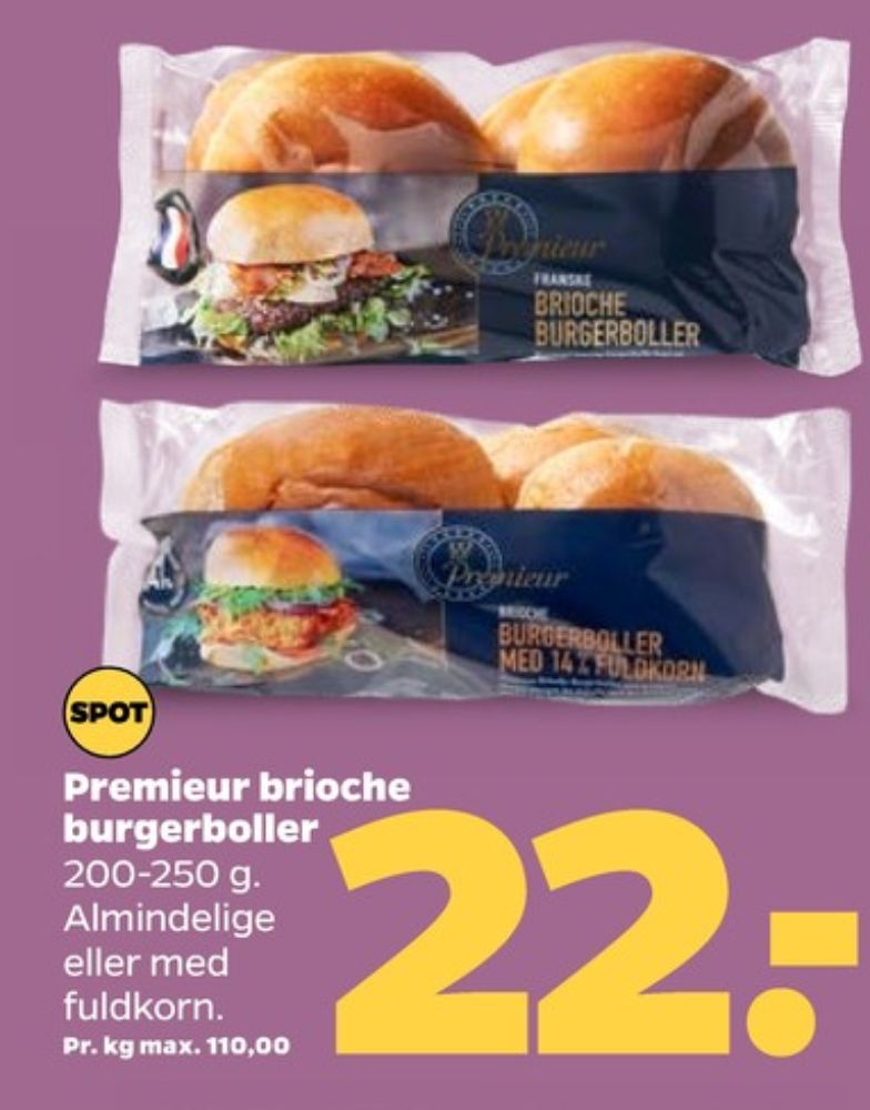 Premieur, Burgerboller Brioche Fuldkorn