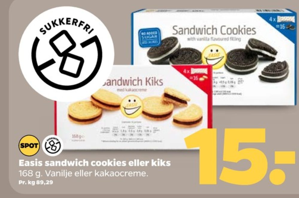 Easis, Kiks Sandwich med kakaocreme