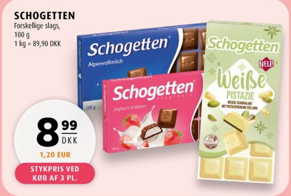 Schogetten, Chokoladeplade Weisse Pistazie