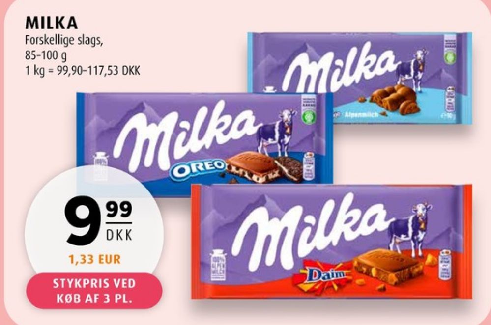 Milka Oreo, Chokoladeplade 