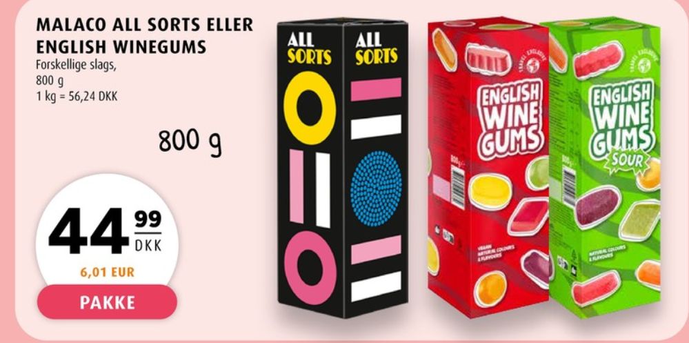 Malaco English Wine Gums Sour, Slikposer