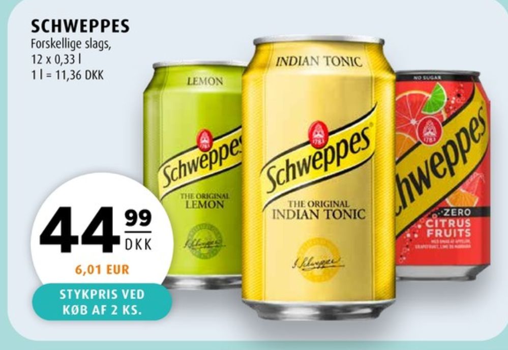 Schweppes Lemon, Lemonsodavand 12 pk.