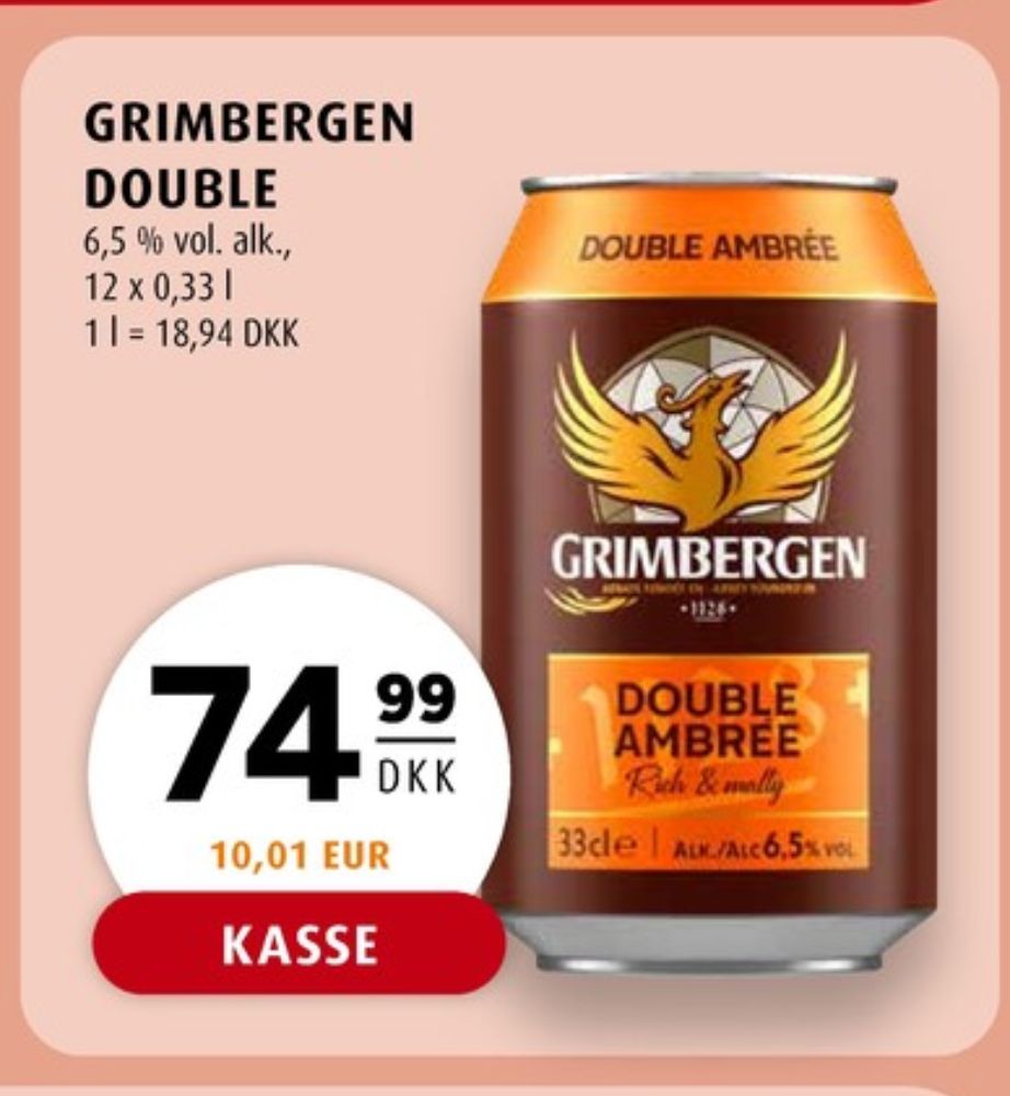 Grimbergen Double Ambrée, Specialøl 12 pk.