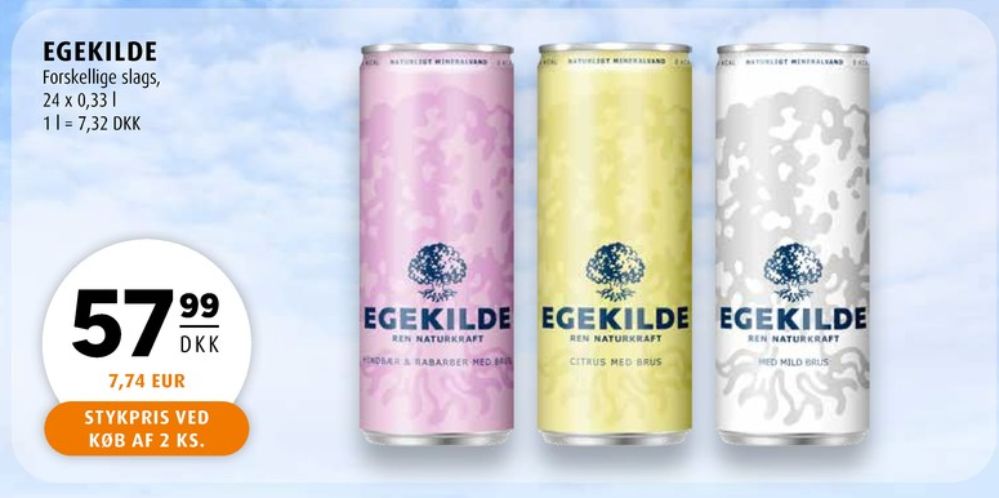 Egekilde Hindbær & Rabarber, Mineralvand med brus 24 pk.