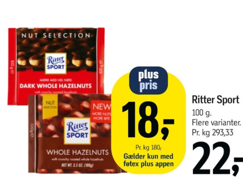 Ritter Sport, Chokoladeplade Dark Whole Hazelnuts