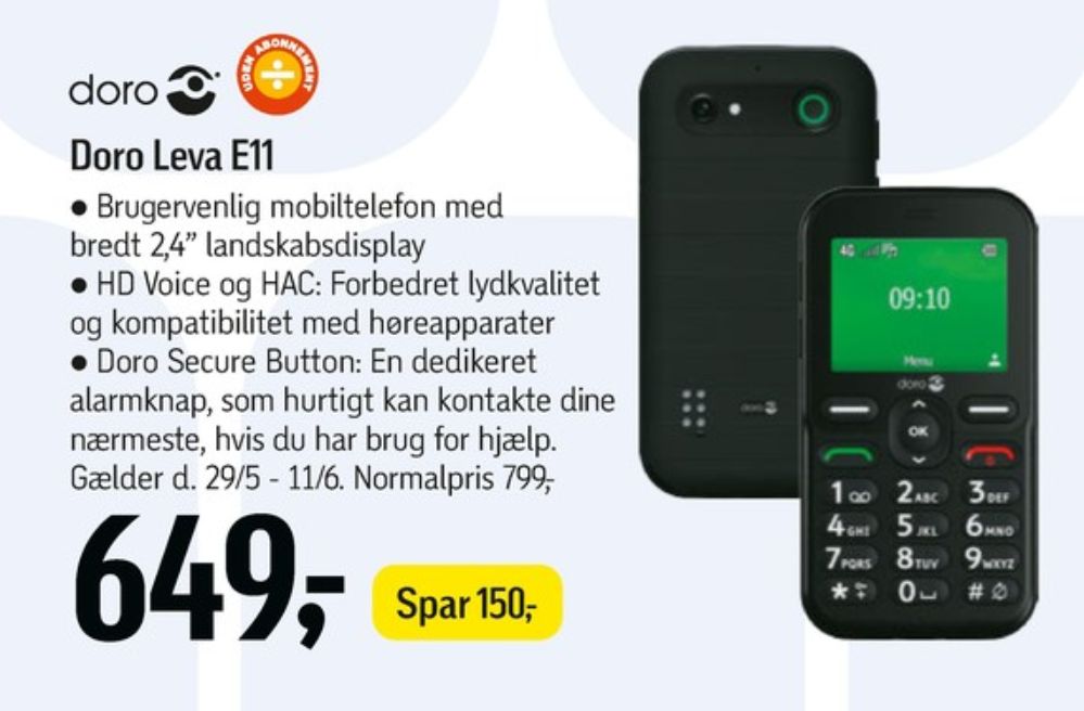 Doro Leva E11, Mobiltelefon