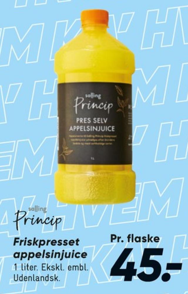 Salling Princip, Appelsinjuice friskpresset