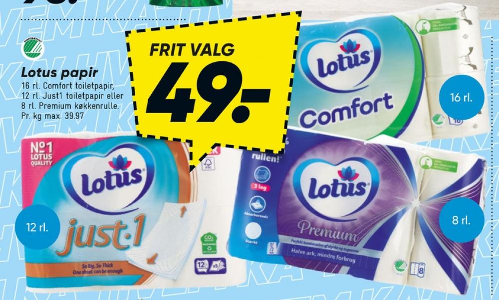 Lotus Comfort, Toiletpapir