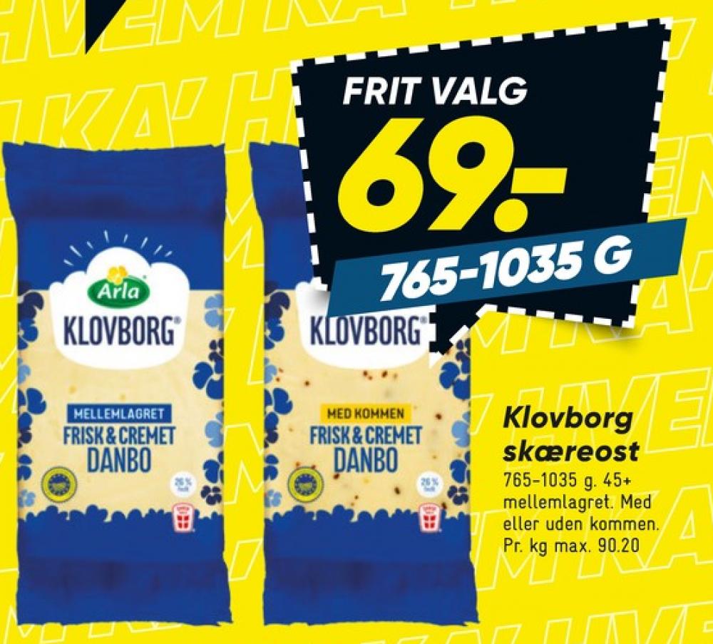 Klovborg, Skæreost Danbo Mellemlagret Kommen