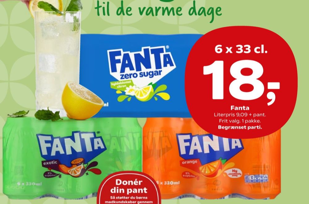 Fanta Zero Sugar, Hyldeblomst Citron Sodavand 6 pk.