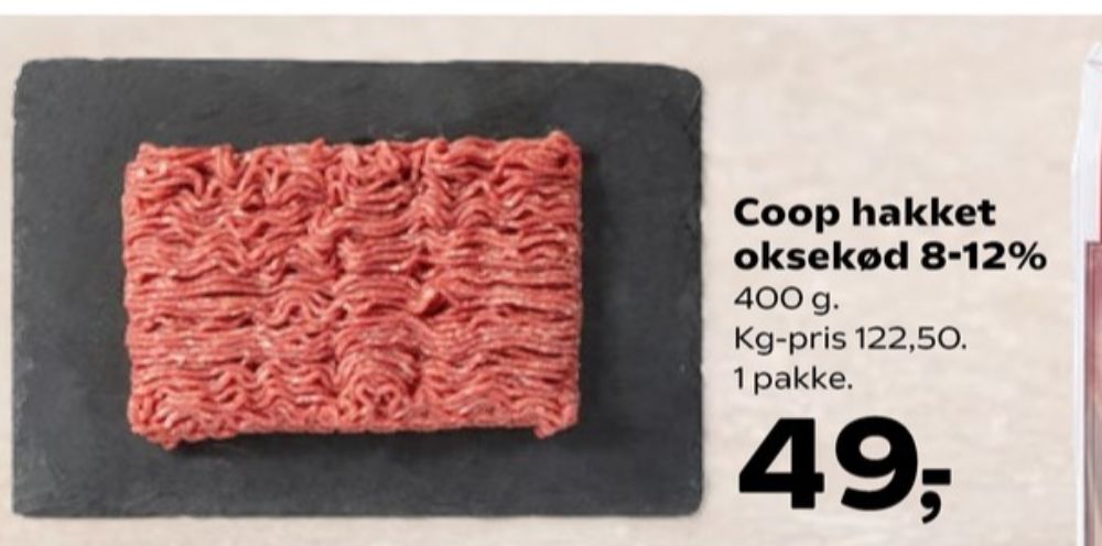 Coop, Hakket oksekød 8-12%