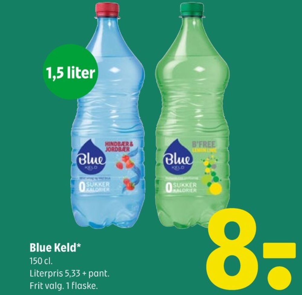 Blue Keld Hindbær & Jordbær, Mineralvand med brus, hindbær og jordbær