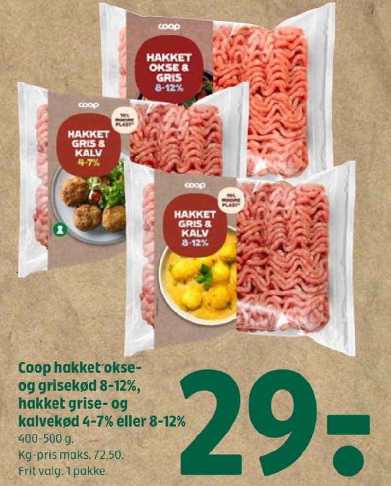 Coop, Hakket Okse & Grisekød 8-12%