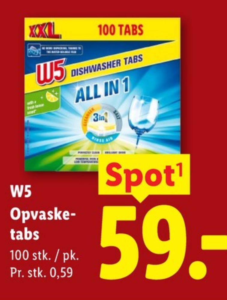 W5, Maskinopvask-tabs