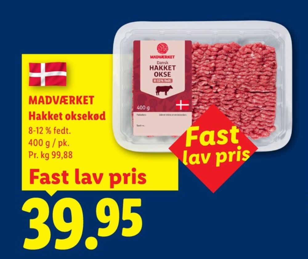 Madværket, Hakket oksekød 8-12%
