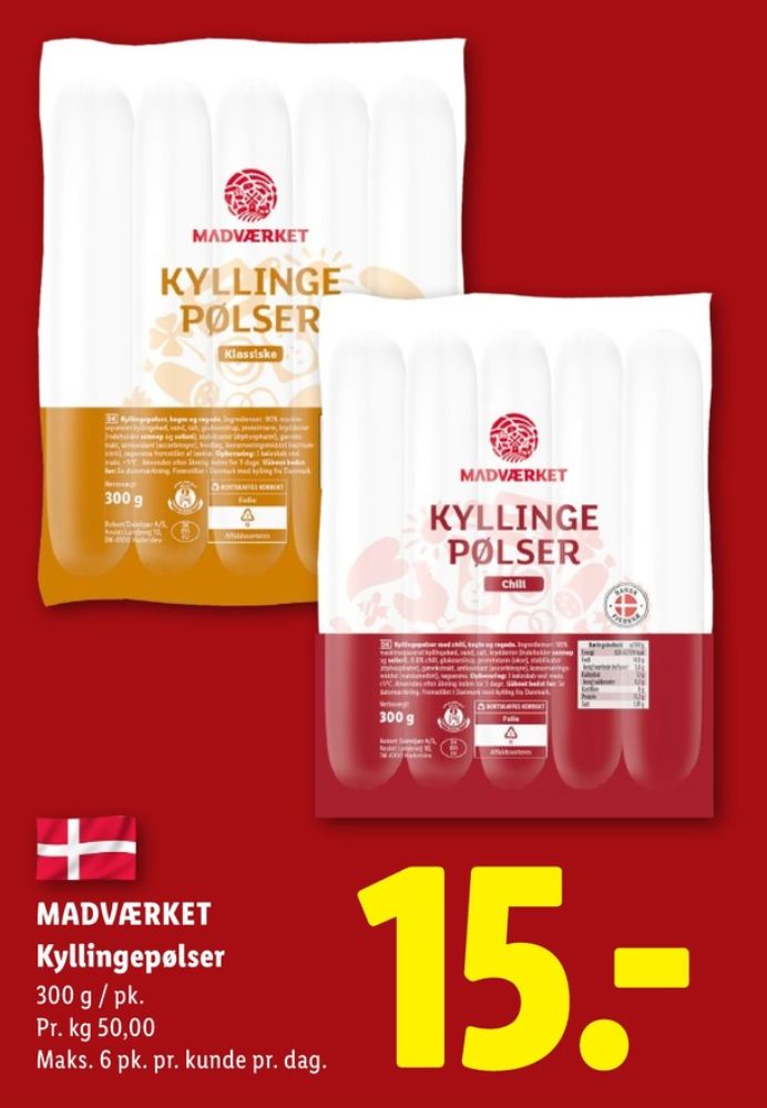 Madværket, Kyllingepølser Chili