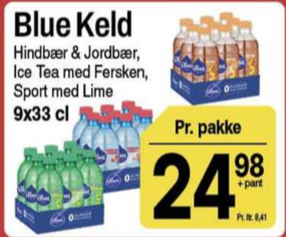 Blue Keld Hindbær & Jordbær, Mineralvand med brus hindbær og jordbær 9 pk.