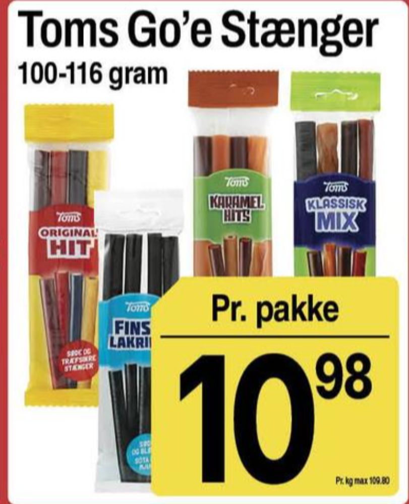 Toms Finsk Lakrids, Slikstænger