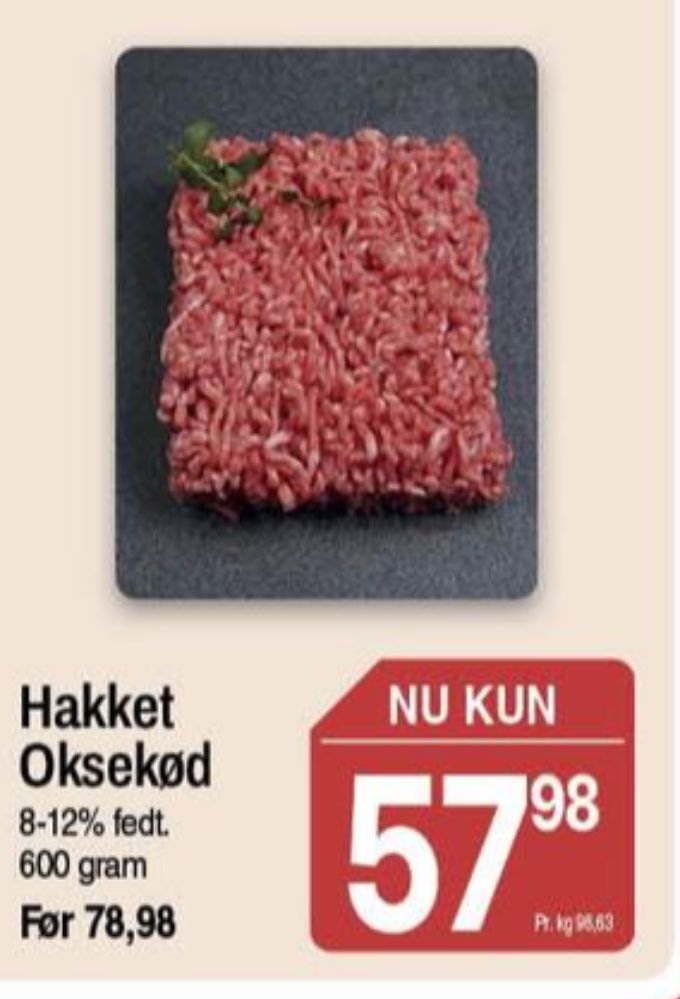 Hakket oksekød 8-12%