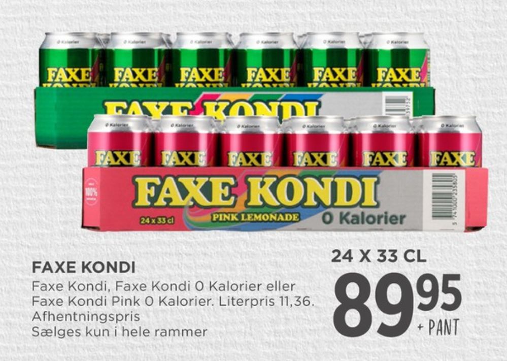 Faxe Kondi Pink Lemonade, Sodavand 24 pk.