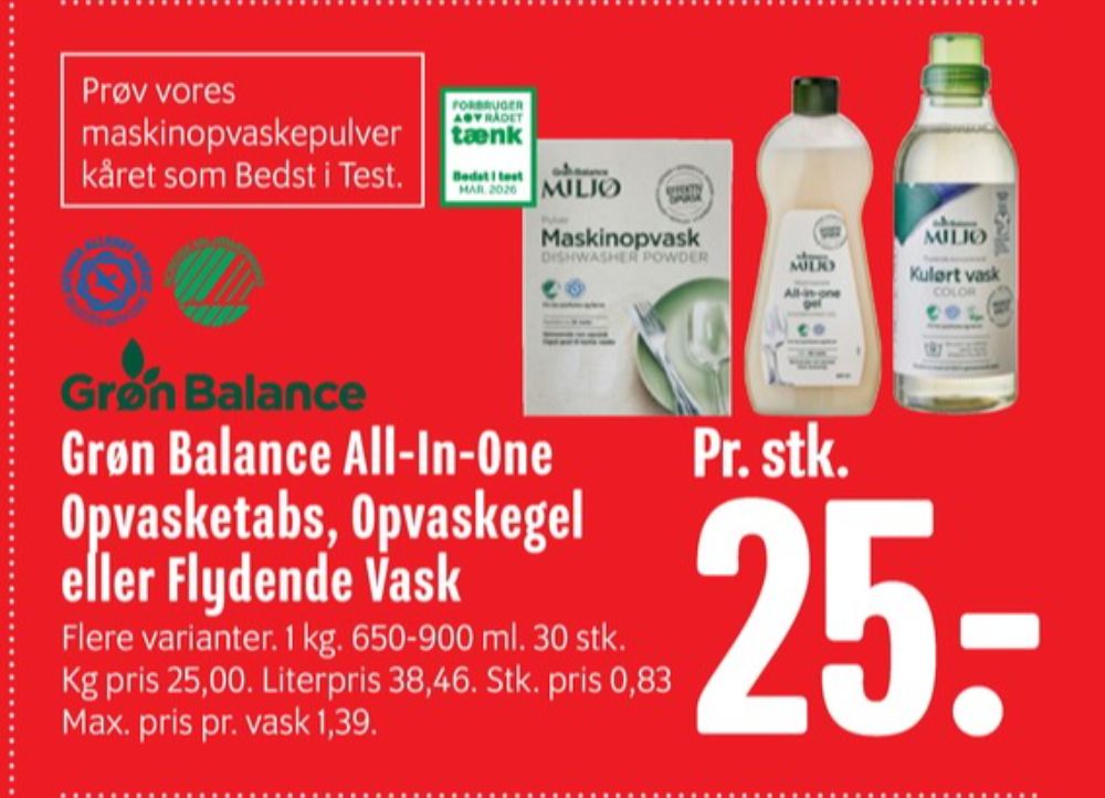 Grøn Balance, Maskinopvask-tabs