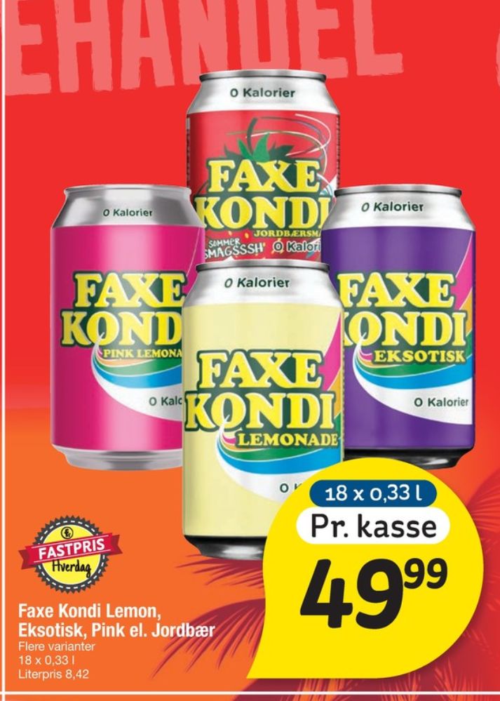 Faxe Kondi 0 Kalorier Pink Lemonade, Sodavand 18 pk.