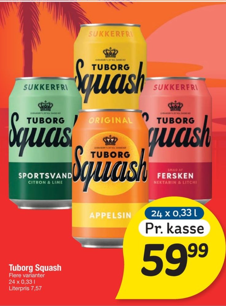 Tuborg Squash, Appelsinsodavand Sukkerfri 24 pk.