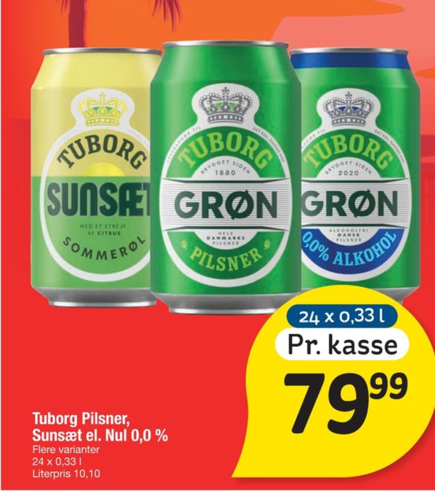 Tuborg Grøn 0,0, Øl - Alkoholfri 24 pk.